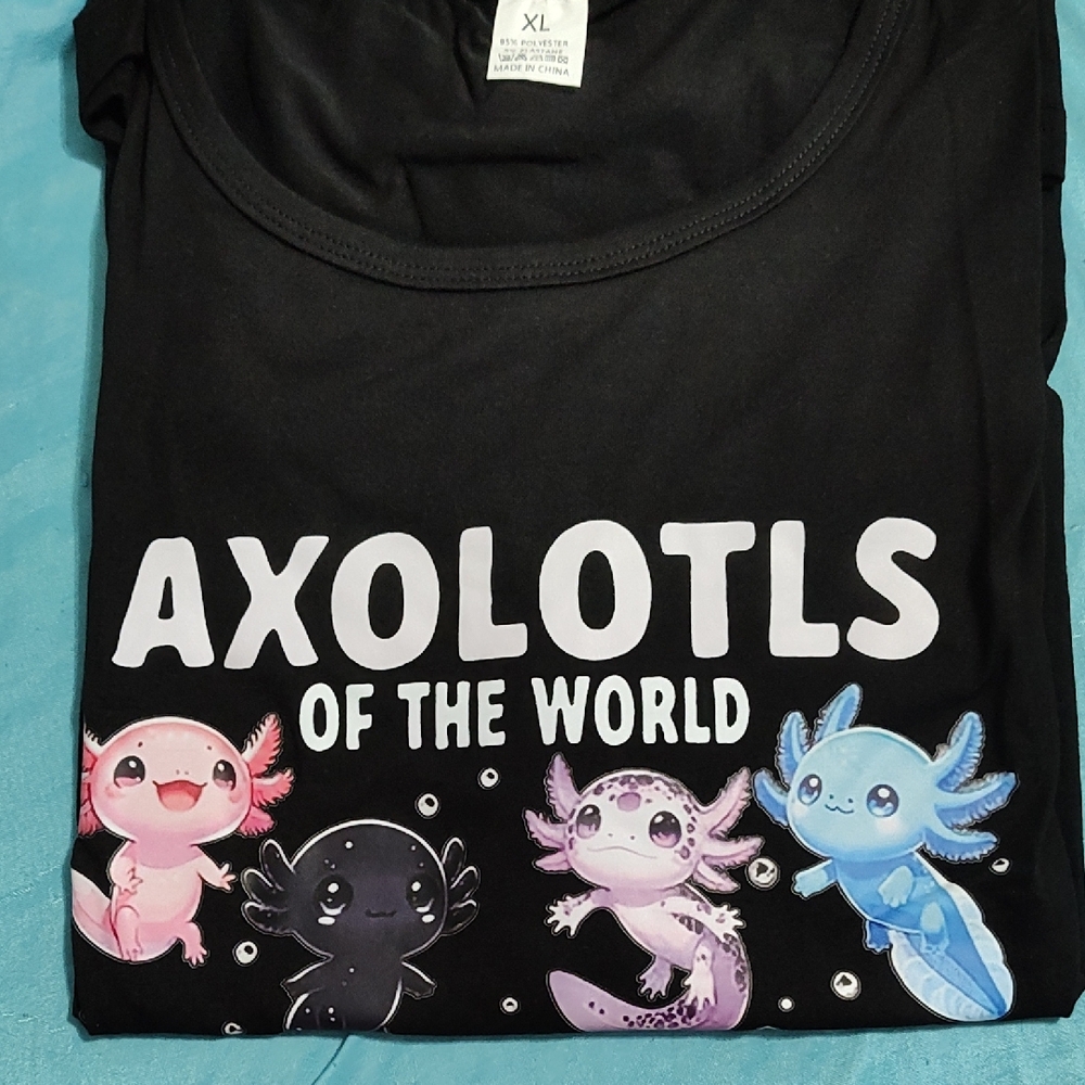 Axolotls of the World  Graphic Tee - Black